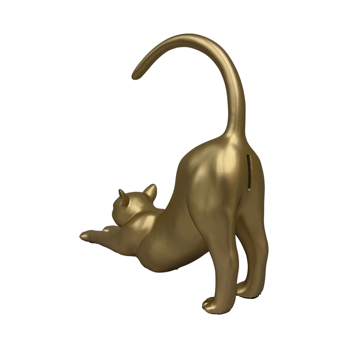 Urban Attitude Stretching Cat Resin Money Box - Matte Gold (Cat Butt Piggy Bank)