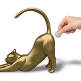 Urban Attitude Stretching Cat Resin Money Box - Matte Gold (Cat Butt Piggy Bank)