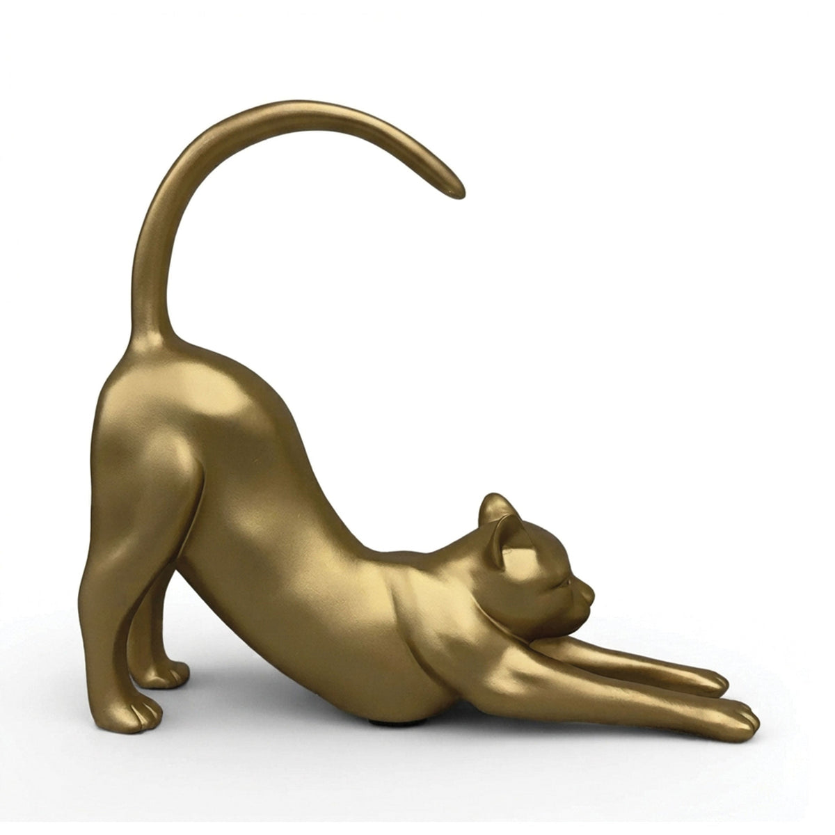 Urban Attitude Stretching Cat Resin Money Box - Matte Gold (Cat Butt Piggy Bank)