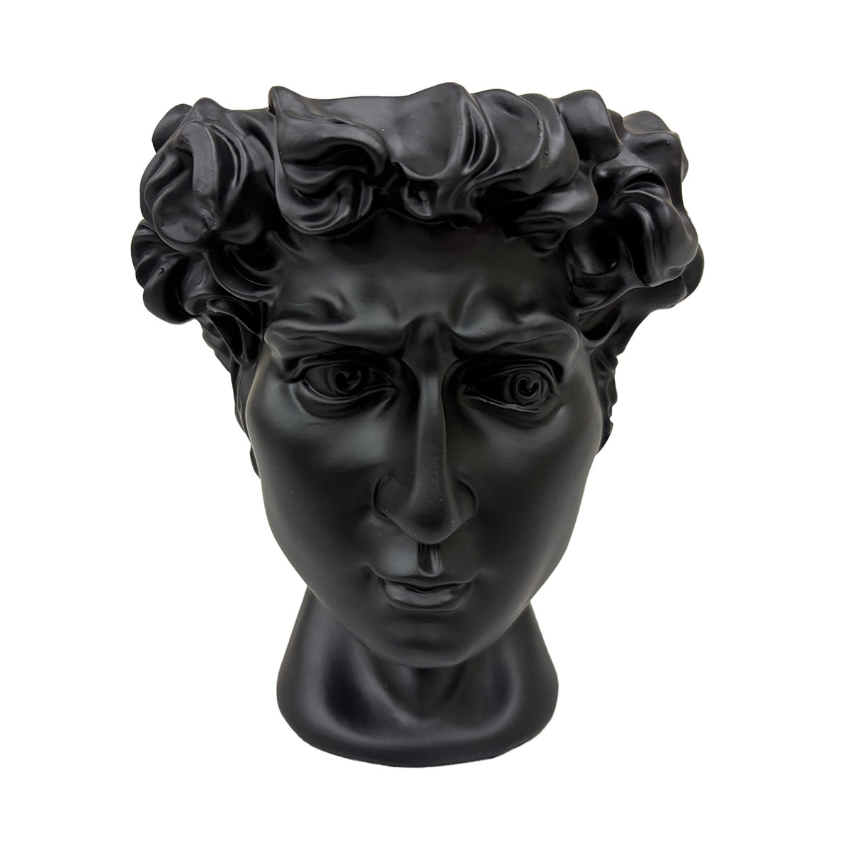 Urban Attitude David Head Resin Planter - Matte Black (Sculptural Plant Pot)