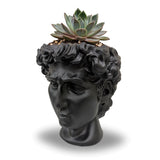 Urban Attitude David Head Resin Planter - Matte Black (Sculptural Plant Pot)