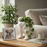 Urban Attitude Maggie French Bulldog Resin Planter - Matte White (Sculptural Plant Pot)