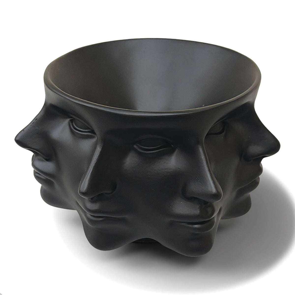 Urban Attitude Classical Face Resin Planter - Matte Black (Sculptural Plant Pot)