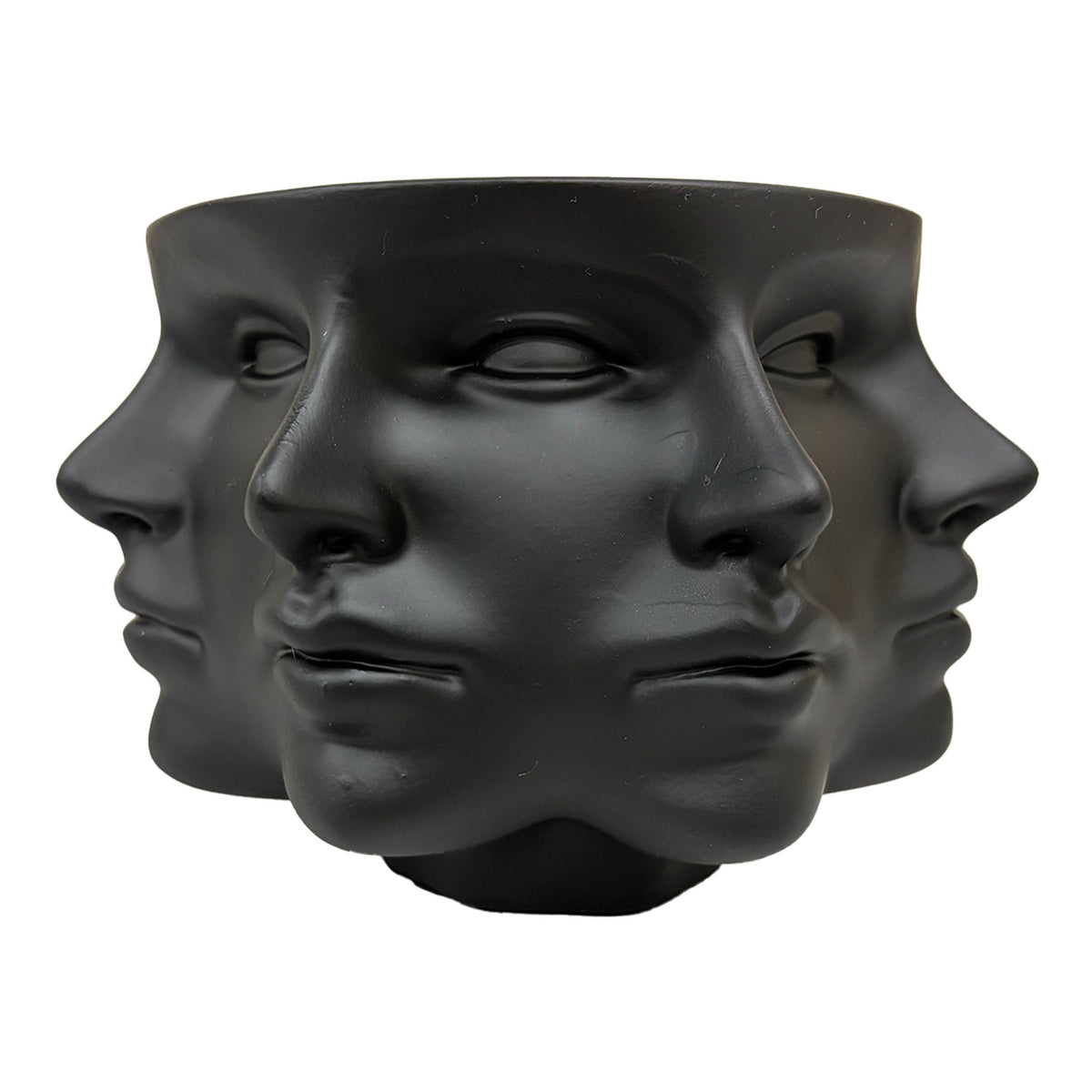 Urban Attitude Classical Face Resin Planter - Matte Black (Sculptural Plant Pot)