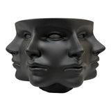 Urban Attitude Classical Face Resin Planter - Matte Black (Sculptural Plant Pot)