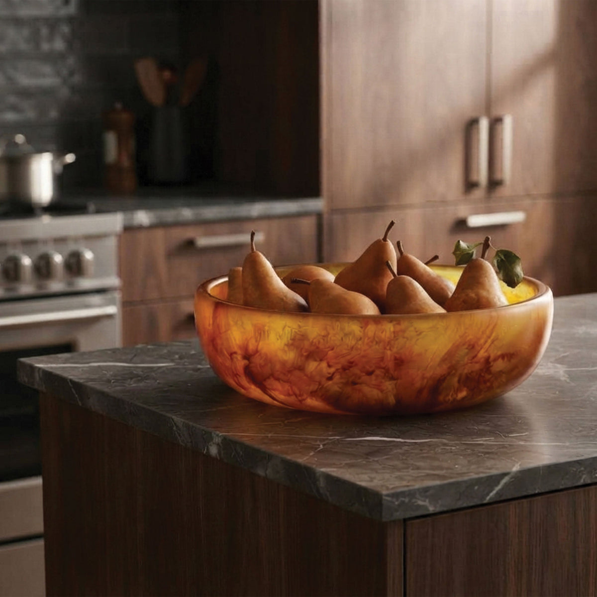 Urban Attitude GAB Extra Large Decorative Resin Bowl - Burnt Amber (59.5cm W x 12.5cm H)