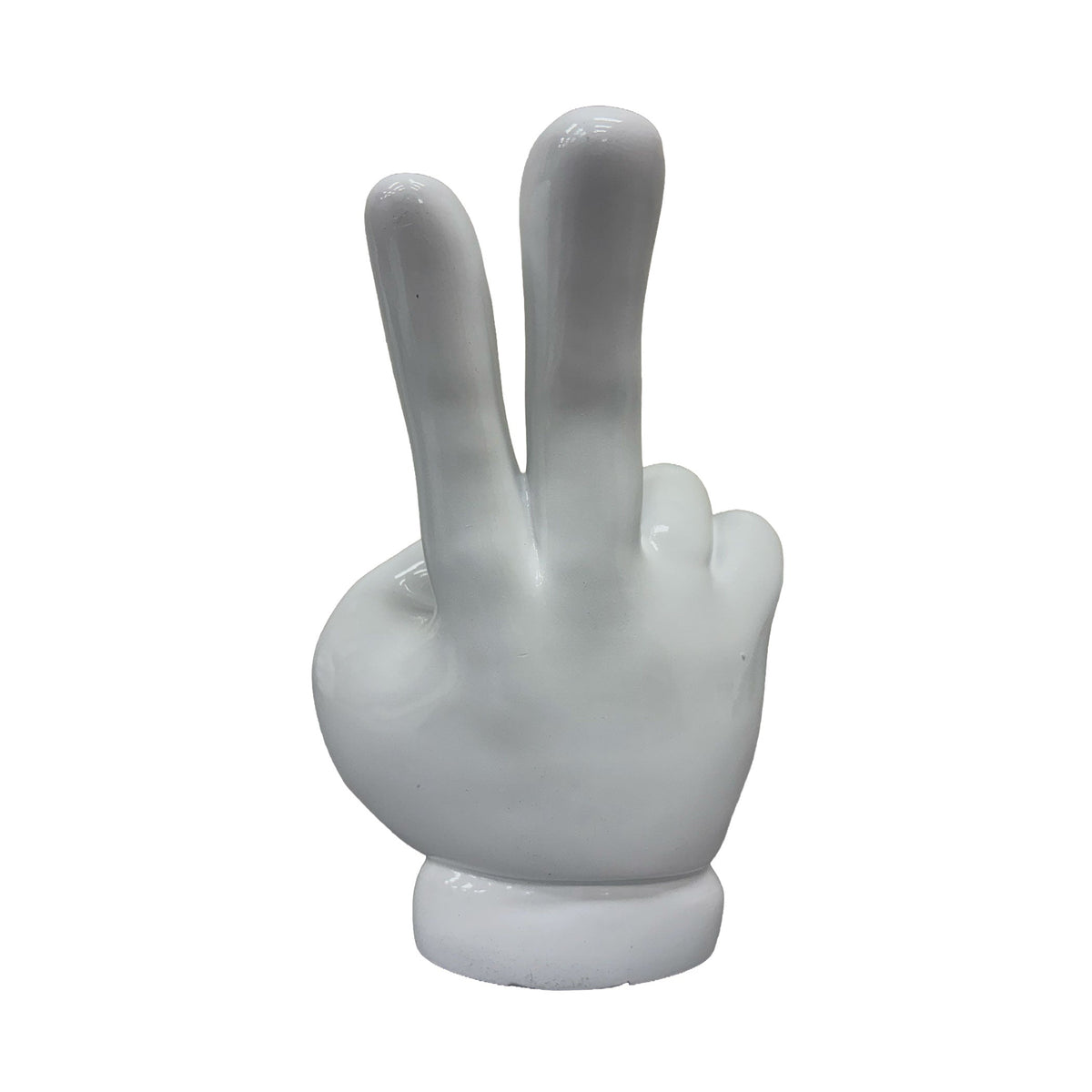 Urban Attitude Peace Sign Hand Resin Statue - Gloss White (Decorative Sculpture)