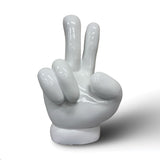 Urban Attitude Peace Sign Hand Resin Statue - Gloss White (Decorative Sculpture)