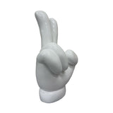 Urban Attitude Peace Sign Hand Resin Statue - Gloss White (Decorative Sculpture)