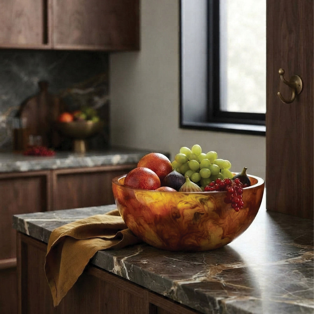Urban Attitude INDI Medium Decorative Resin Bowl - Burnt Amber (26cm W x 12cm H)