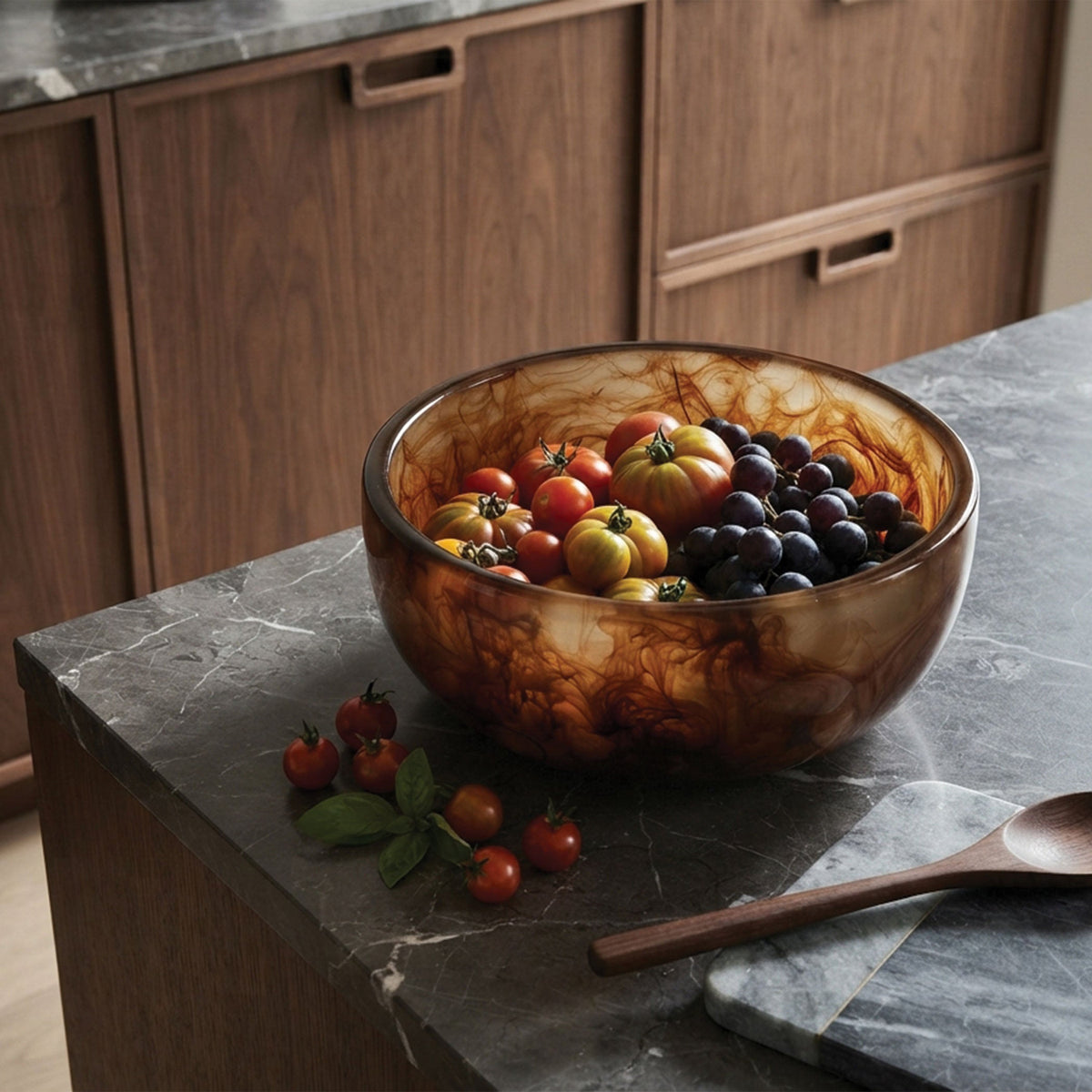 Urban Attitude INDI Medium Decorative Resin Bowl - Dark Cocoa (26cm W x 12cm H)
