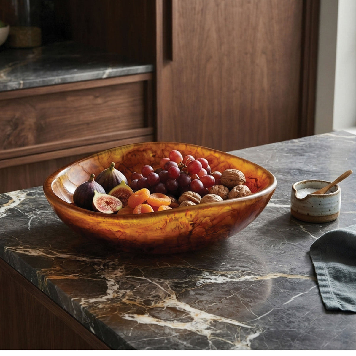 Urban Attitude JADE Medium Decorative Resin Bowl - Burnt Amber (28cm L x 27cm W)