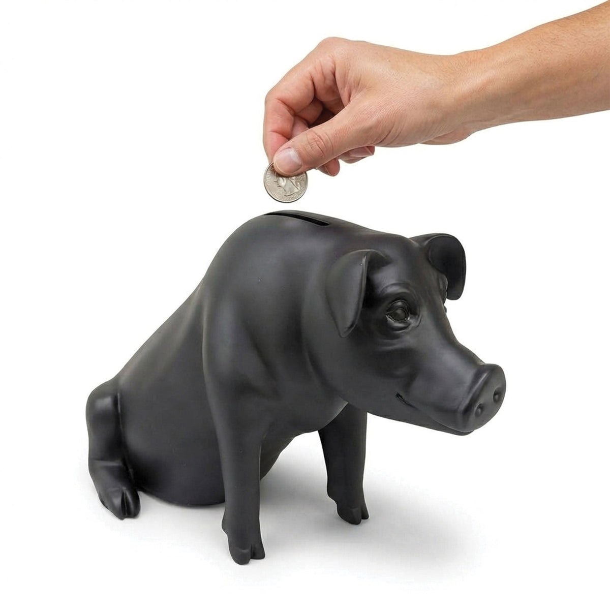 Urban Attitude Pig Resin Money Box - Matte Black (Piggy Bank)