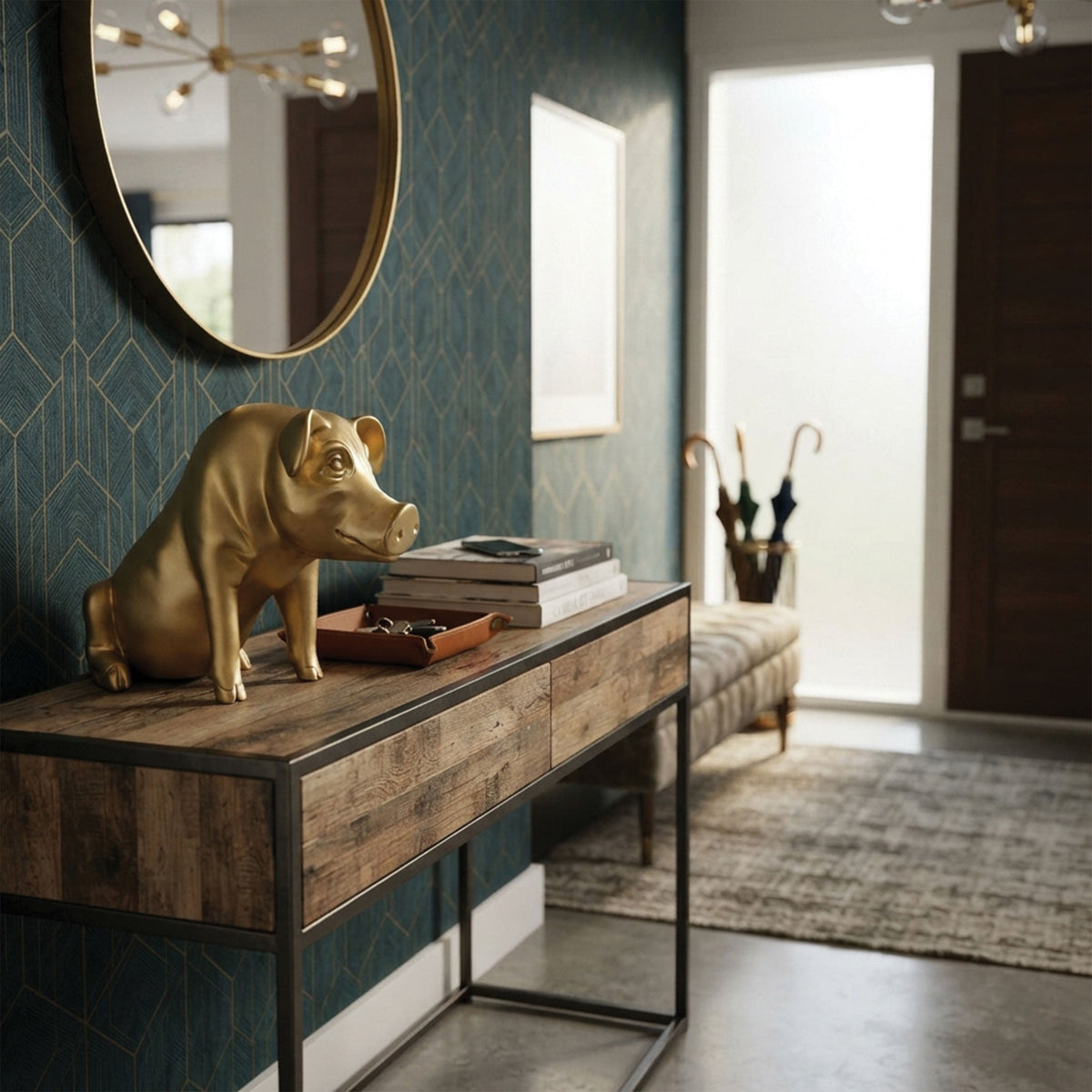 Urban Attitude Pig Resin Money Box - Matte Gold (Piggy Bank)