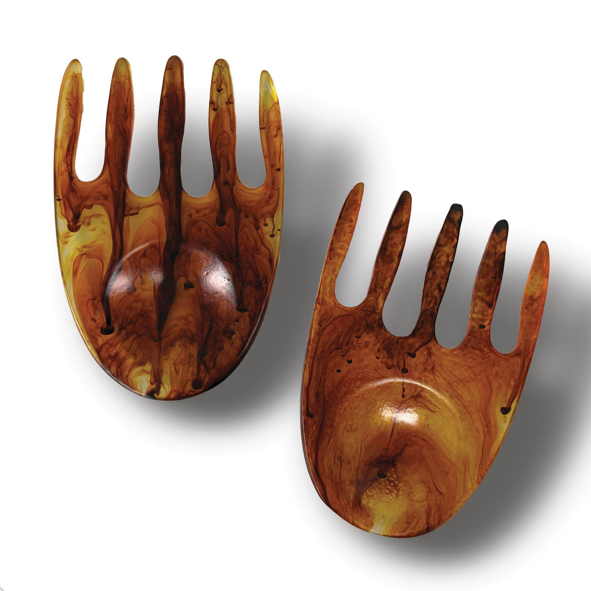 Urban Attitude SHELLY Resin Salad Hands - Burnt Amber (14cm Salad Servers)