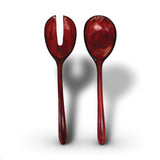 Urban Attitude LILA Large Resin Serving Spoon & Fork Set - Berry Red (30cm Salad Servers)