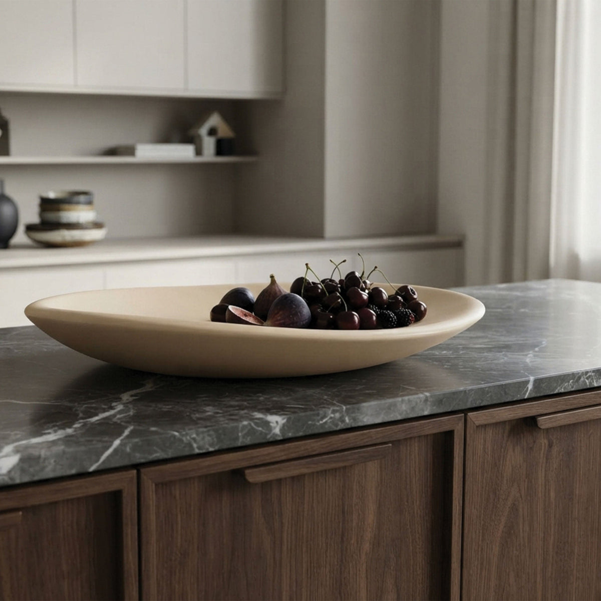 Urban Attitude SHAY Extra Large Decorative Resin Bowl - Stone Ivory (60cm L x 52.5cm W)