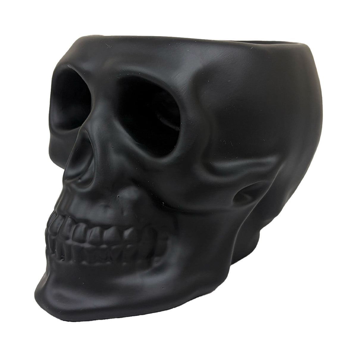 Urban Attitude Skull Resin Planter - Matte Black (Sculptural Plant Pot)