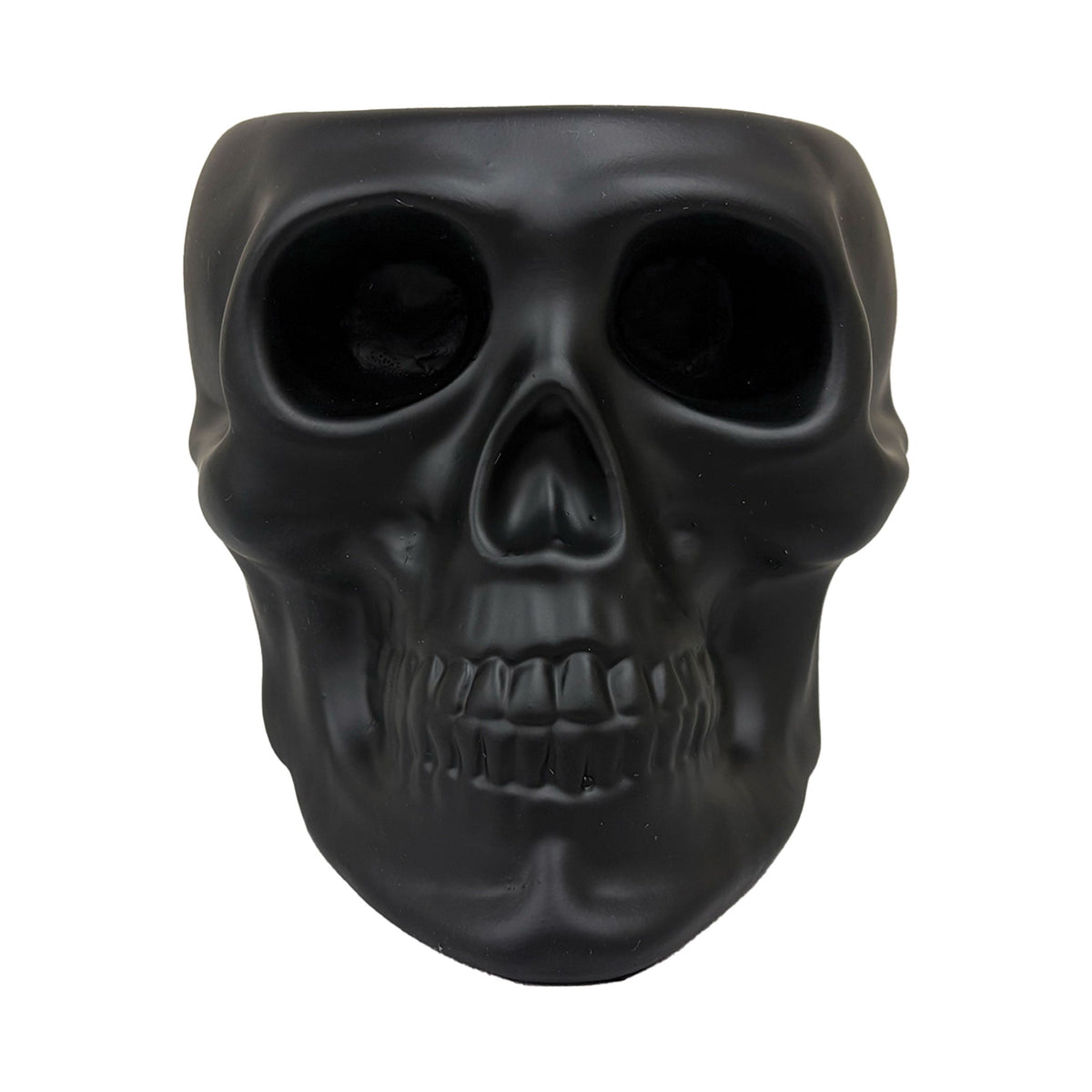 Urban Attitude Skull Resin Planter - Matte Black (Sculptural Plant Pot)