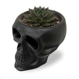 Urban Attitude Skull Resin Planter - Matte Black (Sculptural Plant Pot)
