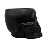 Urban Attitude Skull Resin Planter - Matte Black (Sculptural Plant Pot)