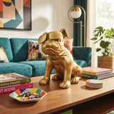 Urban Attitude Bulldog Resin Statue - Matte Gold (Decorative Dog Sculpture)