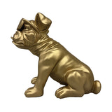 Urban Attitude Bulldog Resin Statue - Matte Gold (Decorative Dog Sculpture)