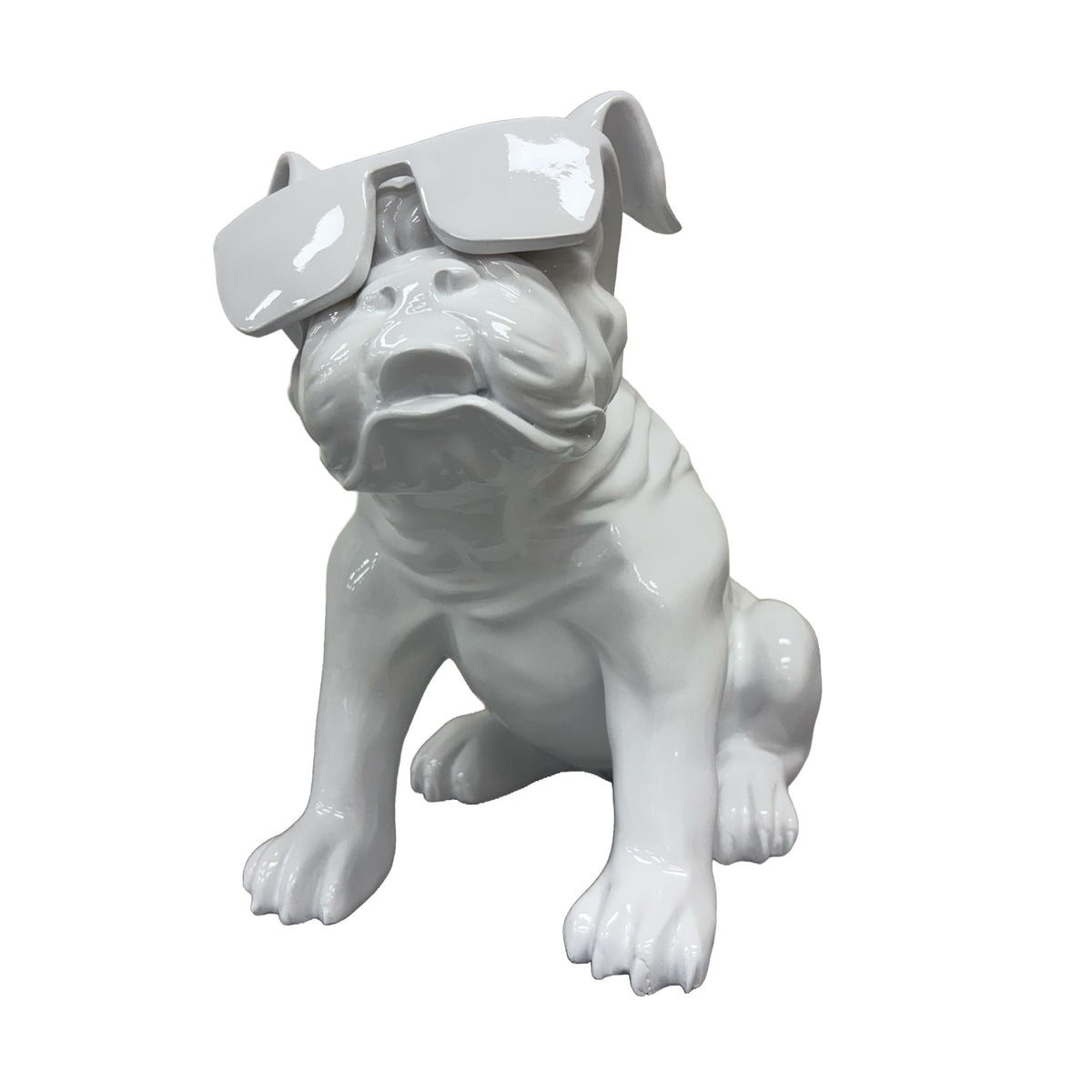 Urban Attitude Bulldog Resin Statue - Gloss White (Decorative Dog Sculpture)