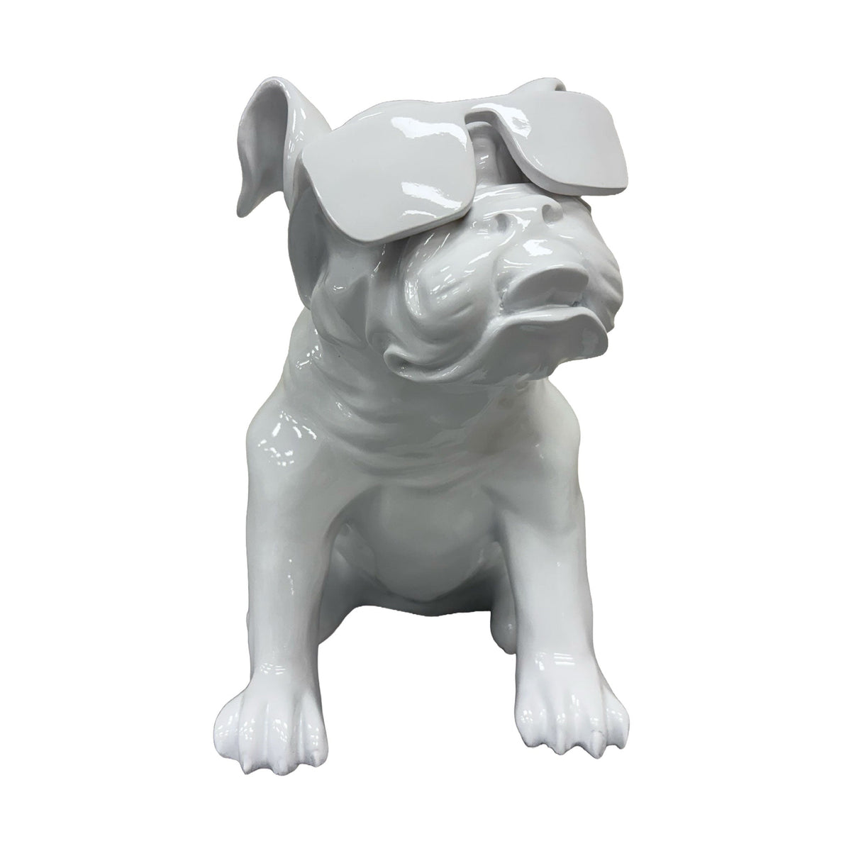 Urban Attitude Bulldog Resin Statue - Gloss White (Decorative Dog Sculpture)