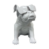Urban Attitude Bulldog Resin Statue - Gloss White (Decorative Dog Sculpture)