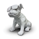 Urban Attitude Bulldog Resin Statue - Gloss White (Decorative Dog Sculpture)