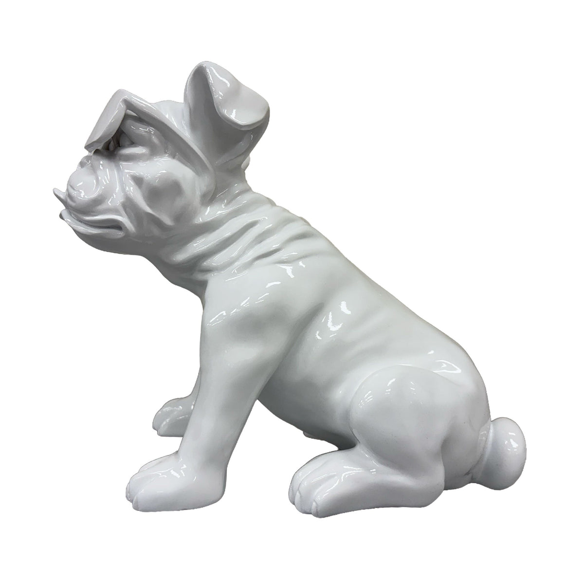 Urban Attitude Bulldog Resin Statue - Gloss White (Decorative Dog Sculpture)