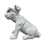 Urban Attitude Bulldog Resin Statue - Gloss White (Decorative Dog Sculpture)