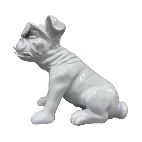 Urban Attitude Bulldog Resin Statue - Gloss White (Decorative Dog Sculpture)