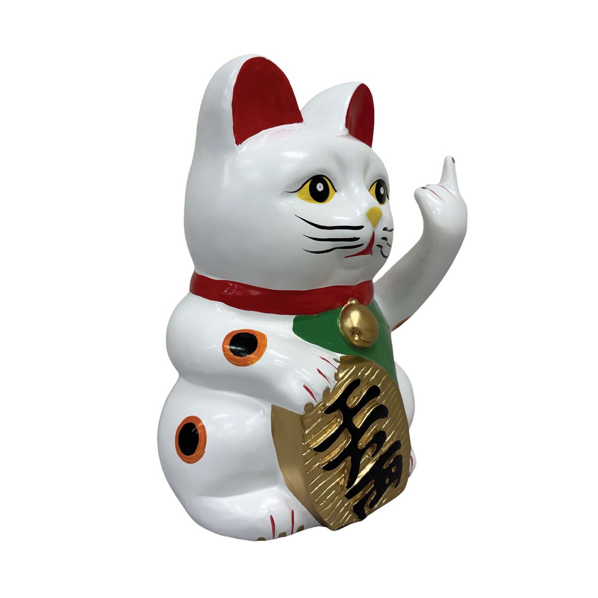 Urban Attitude Cheeky Un-Lucky Cat Resin Statue (Middle Finger Maneki-Neko Novelty Decor)