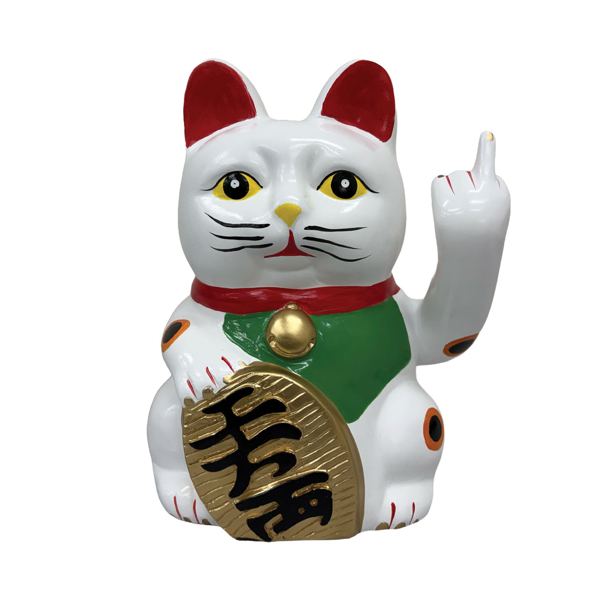 Urban Attitude Cheeky Un-Lucky Cat Resin Statue (Middle Finger Maneki-Neko Novelty Decor)