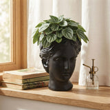 Urban Attitude Venus Head Resin Planter - Matte Black (Sculptural Plant Pot)