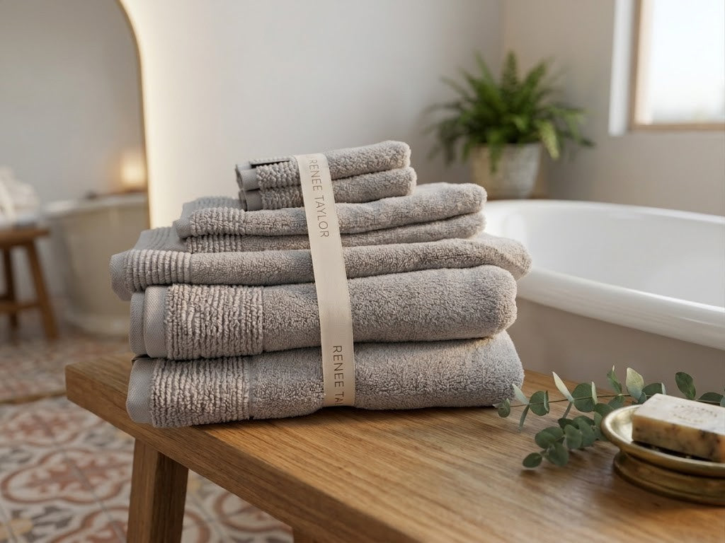 Renee Taylor Aireys 650 GSM Zero Twist Cotton Towels - Vapour (Bath, Hand & Face Towel/Bath Sheet & Bath Mat)
