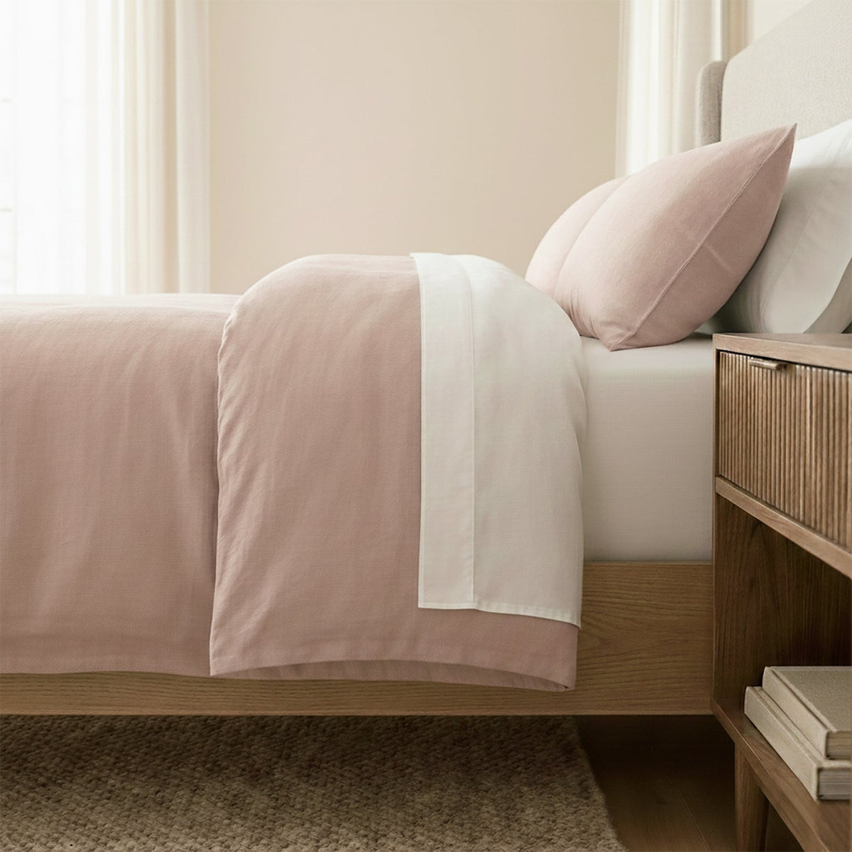 Renee Taylor Washed Linen Cotton Quilt Cover Set - Woodrose